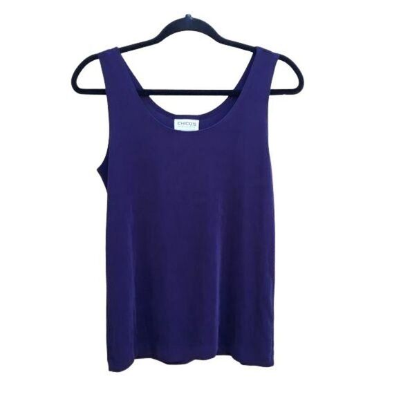 Chico's Travelers Contemporary Tank Mesmerize Top Packable Purple Stretch Sz 1 - Picture 1 of 9